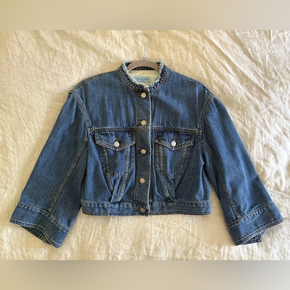 Dries Van Noten Blue Denim Jean Cropped Jacket 38
